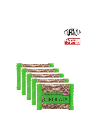 Bütün Antep Fıstıklı&sütlü Çikolata 65gr X 5 Paket