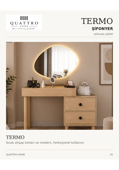 Termo Makyaj Masası Açık Ceviz Termo Makyaj Masası Açık Ceviz