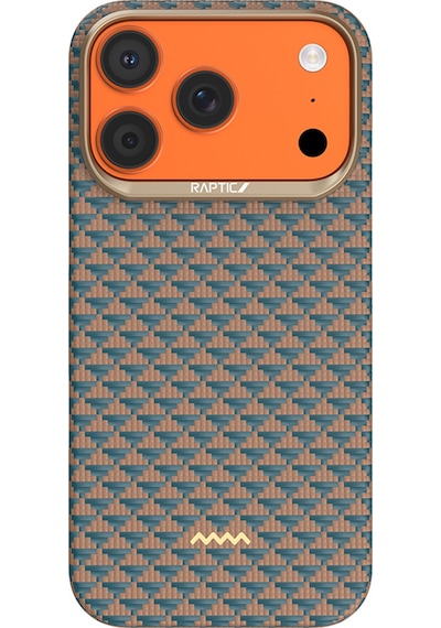 Apple Uyumlu iPhone 17 Pro Max  Kılıf M-safe Şarj Özellikli Raptic Aramid Skin Origin Seri Kapak Gold-mavi Mavi - Gold