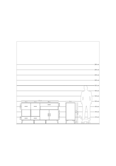 Hyperion Konsol 4 Raflı 5 Çekmeceli 2 Kapaklı 176x44x99 Antrasit-çam/aytaşı Antrasıt/atlas Çam - Antrasıt