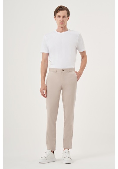 Morven Erkek Bej Yazlık Pamuk Yan Cep Slim Fit Chino Pantolon 25ys003011653 Bej