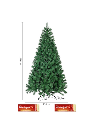 Yılbaşı Çam Ağacı 210 Cm 800 Gür Dallı Demir Ayaklı Mylüxwın01