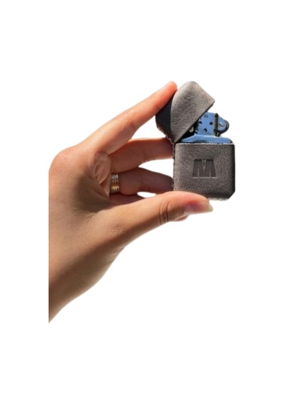 Deri Kılıflı Zippo Model Çakmak Çakmak 5685 Gri