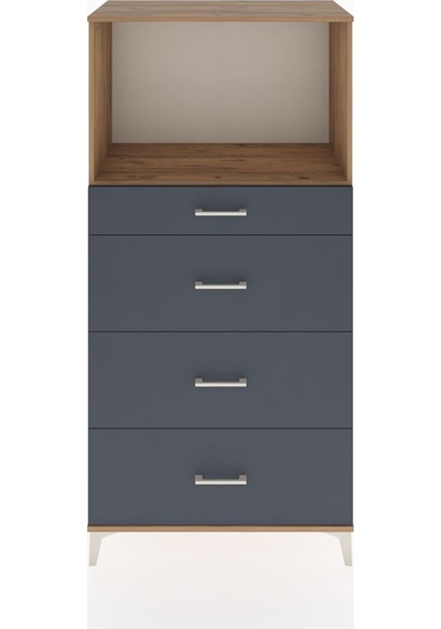 Hyperion Dolap Tek Raflı 4 Çekmeceli 88x44x182 Çam-antrasit Çam