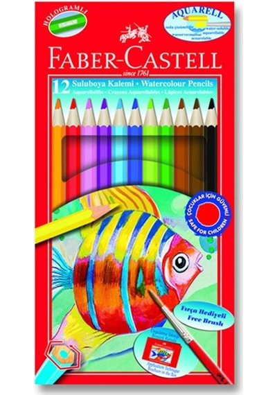 Faber Castell 12 Renk Aquarell Boya Kalem Karton Kt 1110622