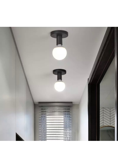 Tavana Sıfır Plafonyer Metal Siyah Avize E-27 Duy Bureze1053