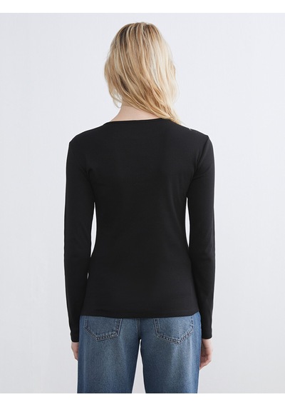 Lcwaıkıkı Basic Siyah Bisiklet Yaka Kadın Body