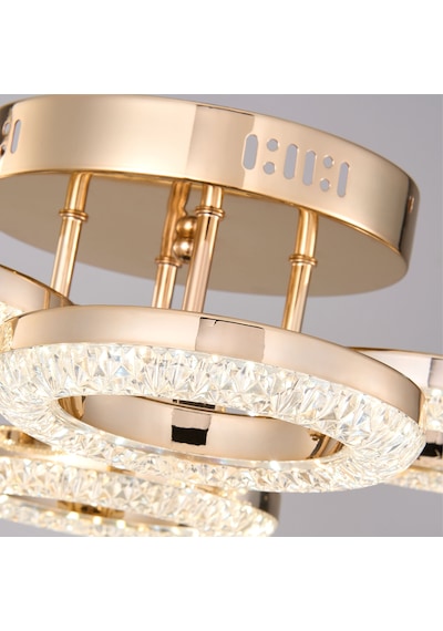 Oylum 4'lü Gold 24 Watt Kristalli Koridor Salon Led Plafonyer Avize Gold