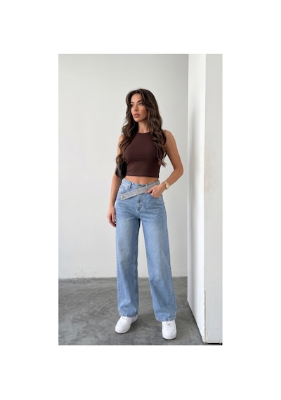 Bluemarlin Kemer Dilli Taş Detaylı Taş İşlemli Straight Jeans Taş