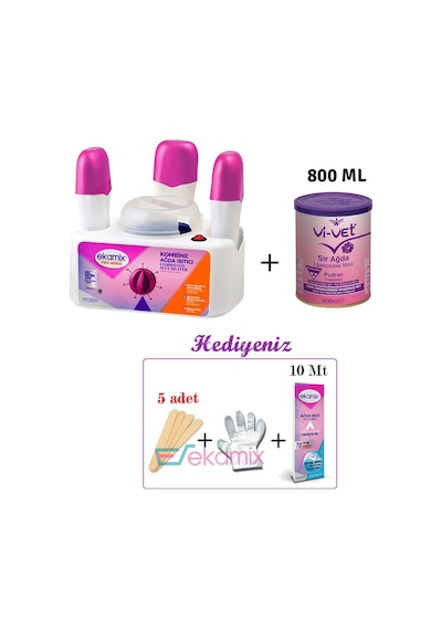 Ekamix Pro Serisi 3+1 Ağda Makinesi + Vivet Pudralı Ağda 800 ML