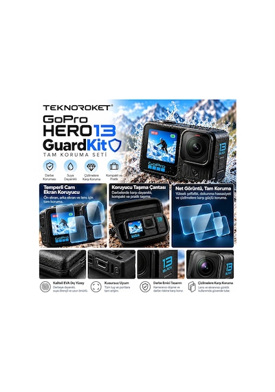 GoPro HERO13 / HERO12 / HERO11 / HERO10 Black Uyumlu GuardKit Koruma Seti | Teknoroket