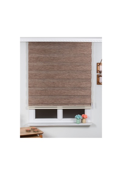 Düz Kahverengi Zebra Stor Perde İthal Bambu