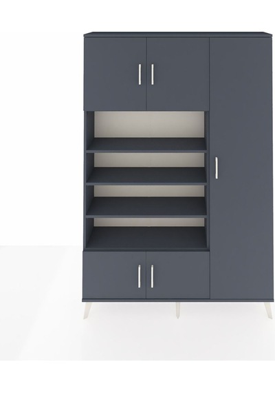 Arges Dolap 11 Raflı 5 Kapaklı 132x30x195 Antrasit-antrasit/antrasit Antrasıt/antrasıt