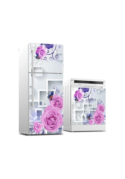 Buzdolabı Ve Bulaşık Makinası Beyaz Eşya Sticker Kaplama Mor Gül Diğer