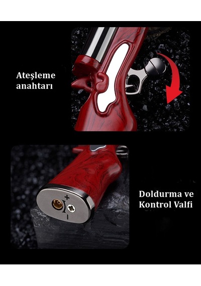 MİNİ ÇİFT ALEVLİ TÜFEK ÇAKMAK METAL TASARIM MANYETORLU ÇAKMAK