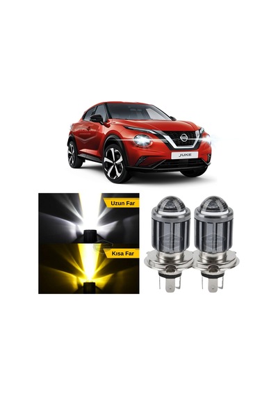 Nissan Juke 2010-2014 Makyajsız Kasa Uyumlu Mercekli Far Ampulü Led Xenon Çift Renk Sarı-beyaz Şimşek Etkili Csp LED Far 54040901