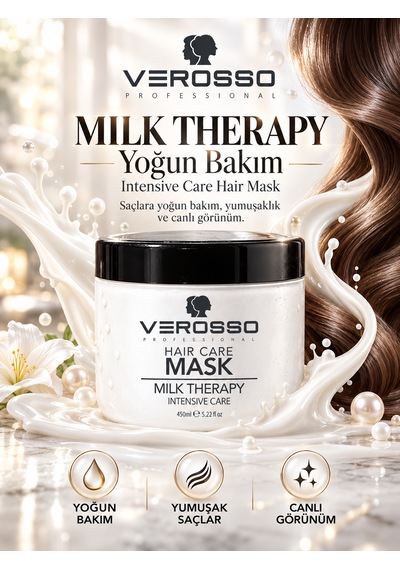 Verosso Milk Therapy Süt Proteini İçeren Yoğun Saç Bakım Maskesi 450 Ml