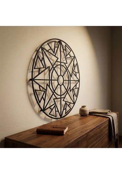 Geometrik Üçgen Mandala Siyah