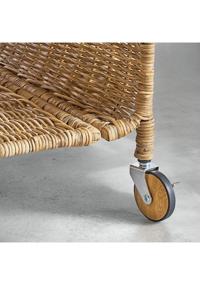 Yan Sehpa, Rattan, 37x53 Cm Tekerlekli