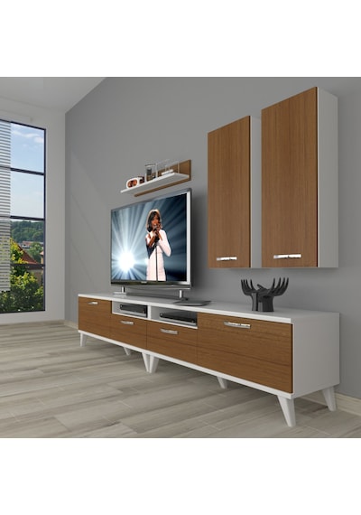 Decoraktiv Eko 5220d Slm Retro Tv Ünitesi Tv Sehpası Beyaz - Ceviz