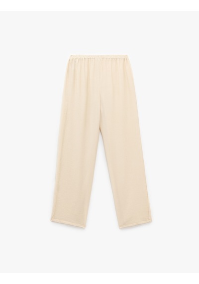 Koton Beli Lastikli Bürümcük Düz Paça Pantolon Bej 5sal40128ıw Ekru