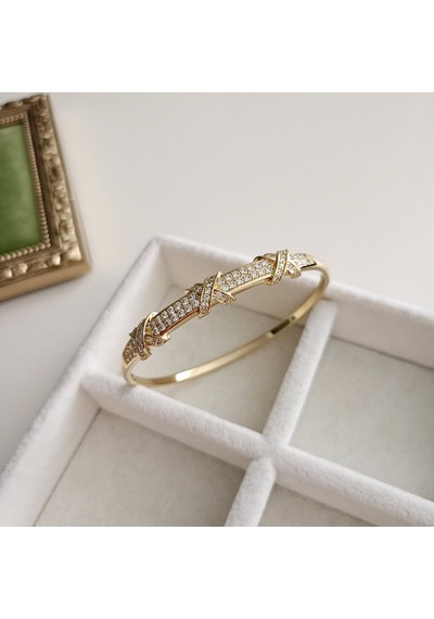 Lente Aksesuar Xuping Lüks Seri Zirkon Taşlı X Model Gold Kelepçe Altın - Gold
