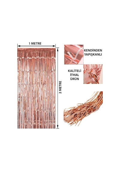 Rose Gold Püsküllü Kapı Perdesi 6 Yaş