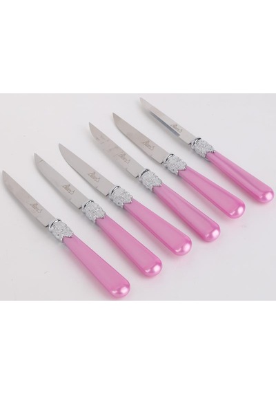 Biev Sedefli Pembe Melamin&Çelik 6'lı Tatlı Bıçağı Sgr1501 - 6
