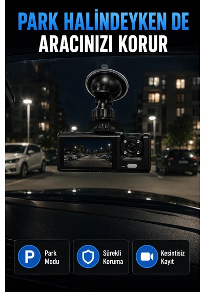 1080p Full Hd Araç İçi Kamera Wifi Bağlantılı Çift Kameralı Geniş Açılı Araç Kayıt Kamerası 89831700