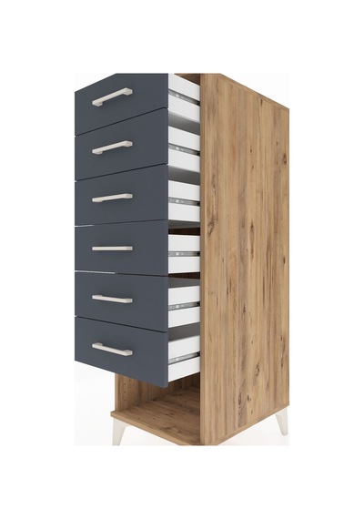 Kronos Dolap 6 Çekmeceli 44x59x134 Çam-antrasit Çam Kronos Dolap 6 Çekmeceli 44x59x134 Çam-antrasit Çam
