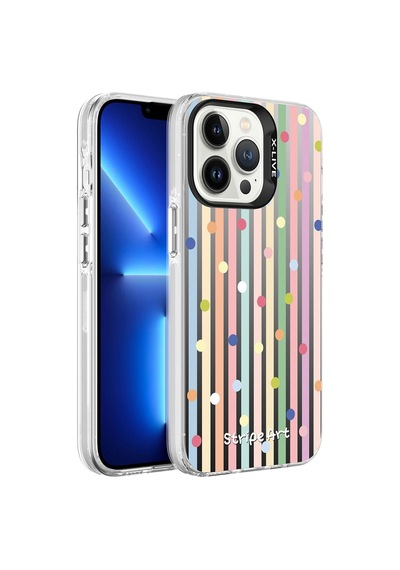Zeyline Apple Uyumlu iPhone 13 Pro Max Desenli Zore Silver Sert Kapak-noktalar