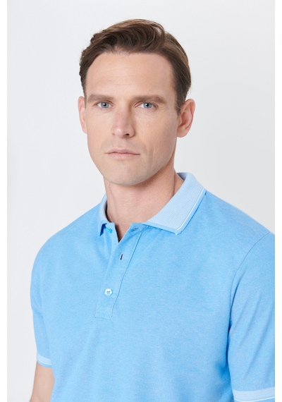 Ac&Co / Altınyıldız Classics 4A4820200047Mavm Düğmeli Polo Yaka Cepsiz Slim Fit Erkek Tişört Mavi