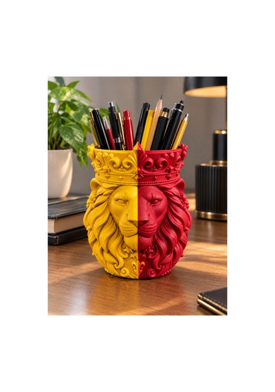 Aslan Figürlü Sarı Kırmızı Kalemlik - 920123777 Diğer