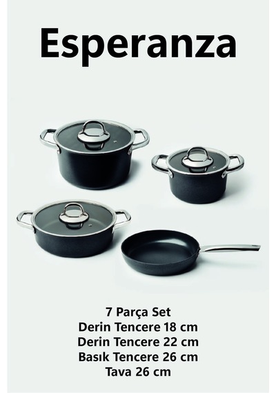 Esperanza 7 Parça Titanyum Tencere Ve Tava Seti Siyah Siyah