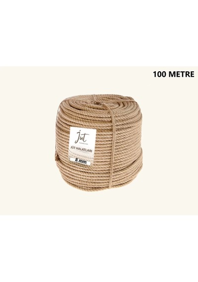 Jütburada Jüt Halat 8 Mm 100 Metre Hasır Dekor Süsleme İp