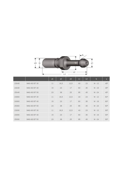 BT 50 - 45 DERECE İÇTEN SU VERMELİ PULLSTAT ( PULL STUD )