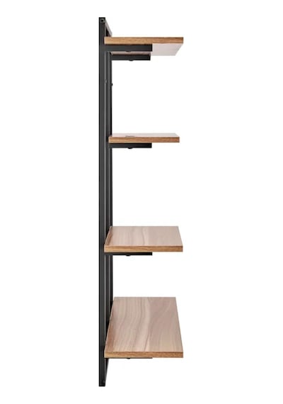 Aju Modern Duvar Rafı - 4 Katlı Metal Şık Modern Yüzen Pencere Duvar Rafı Kitaplık Düzenleyici Raf Siyah