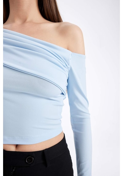 Defacto Slim Fit Omuzu Açık Basic Düz Uzun Kollu Bluz D4559AX24AUBE745 Mavi Defacto Slim Fit Omuzu Açık Basic Düz Uzun Kollu Bluz D4559AX24AUBE745 Mavi