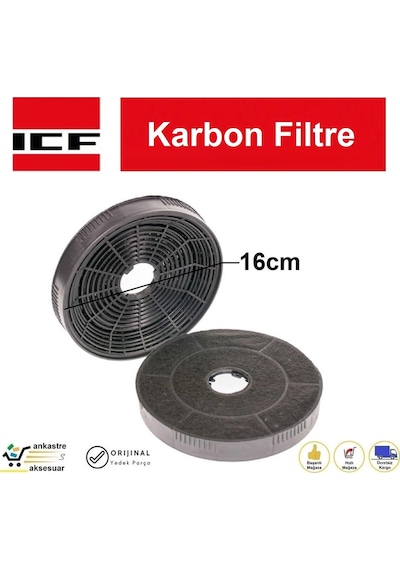 Icf Aspiratör Davlumbaz Bacasız Kullanım Için 16Cm Karbon Filtre - 382911256
