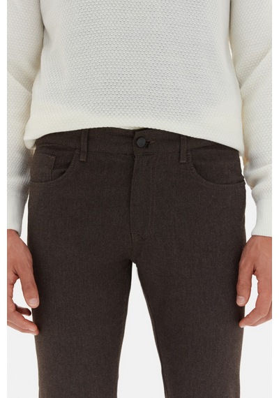 Twn Super Slim Fit Kahverengi Armürlü Chino Pantolon 5ec0305337641 Çok Renkli