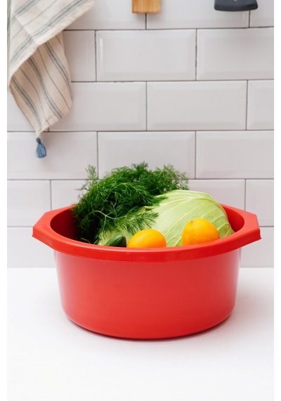 Esti 3 Boy Kalın Dayanıklı Plastik Badya Seti Çok Amaçlı Salata / Yıkama / Saklama / Hazırlık Kabı Sarı-turuncu-kırmızı