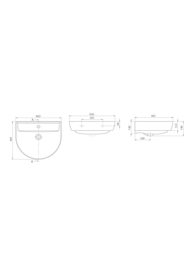 Turkuaz Seramik Bella 007800 60 x 50 CM Lavabo