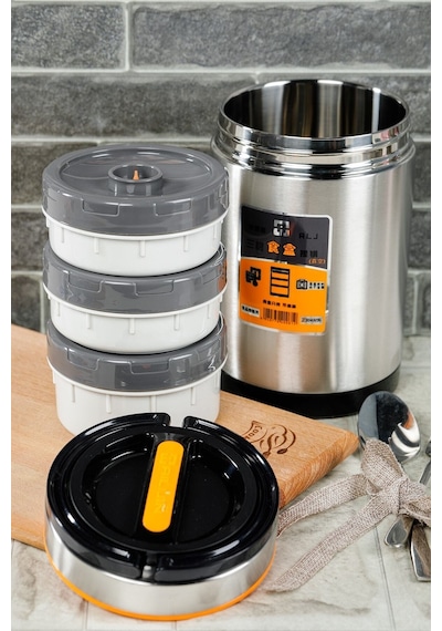 Cooker 3'lü 1.9 Litre Paslanmaz Çelik Yemek Termosu Yk1090 Çok Renkli