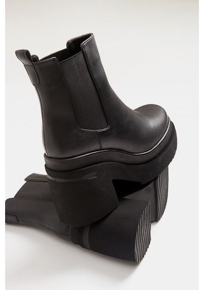 Luvishoes Emma Siyah Cilt Kadın Bot Siyah