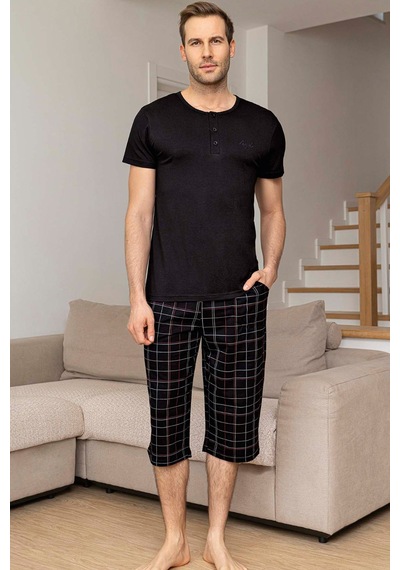 Aydoğan Erkek Civan Modal Bermuda Siyah Pijama Takım 0033 Siyah