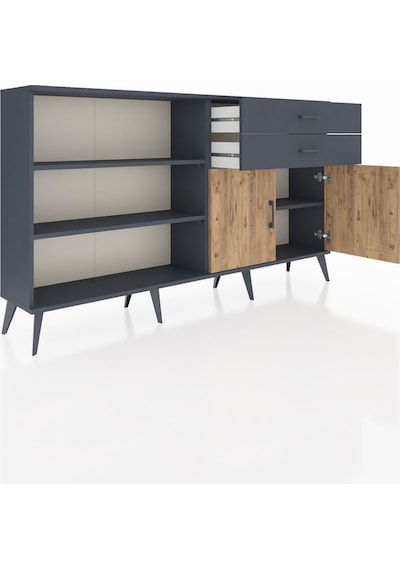 Arges Konsol 3 Raflı 2 Çekmeceli 2 Kapaklı 176x30x99 Antrasit-çam Antrasit-çam/antrasit Arges Konsol 3 Raflı 2 Çekmeceli 2 Kapaklı 176x30x99 Antrasit-çam Antrasit-çam/antrasit
