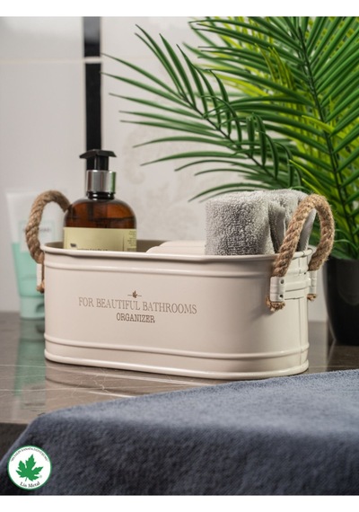 İp Kulplu Baton Metal Banyo Düzenleyici, Banyo Organizeri For Beautiful Bathrooms Organizer Baskı - Krem Krem