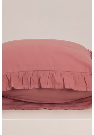 Rose Fırfırlı Dekoratif Kırlent Kılıfı Pembe