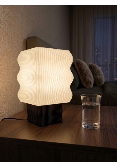 Designobee Ritim - Modern Abajur Masa Lambası Ambiyans Lambası, Dekoratif Aydınlatma Beyaz - Siyah