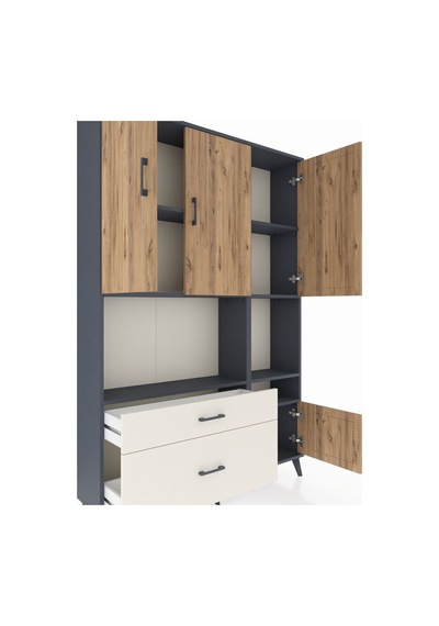 Arges Dolap 7 Raflı 2 Çekmeceli 4 Kapaklı 132x30x195 Antrasit... Antrasit